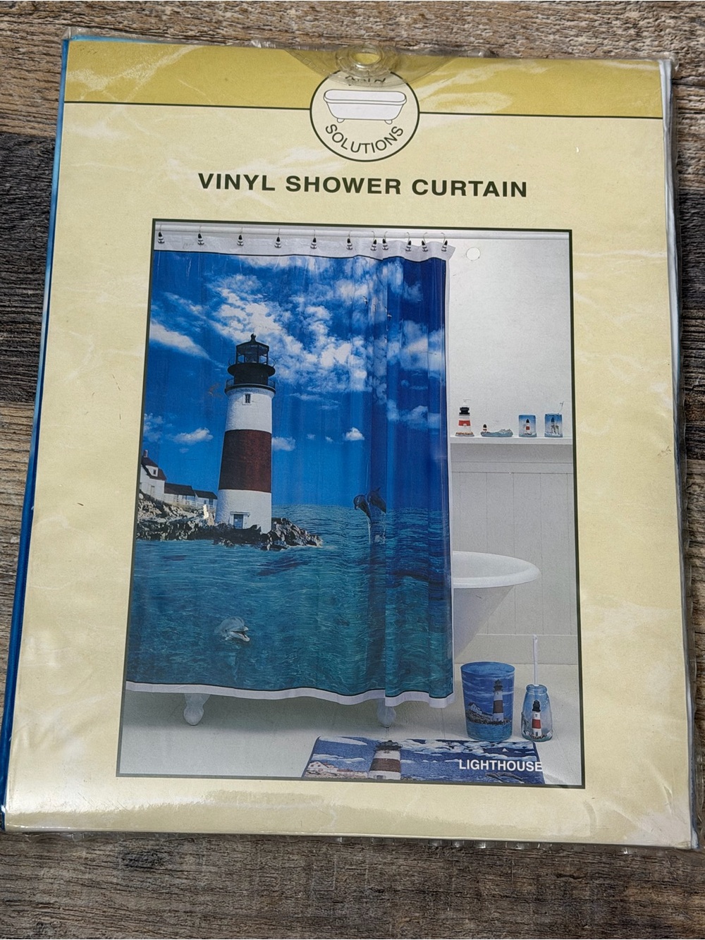 Lighthouse Vinyl Shower Curtain in Blue by